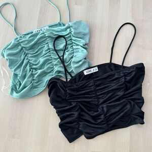 Summer crop top bundle sky blue and black camisole